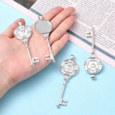 Tibetan Style Alloy Key Pendant Cabochon Bezel Settings X-PALLOY-J494-51AS-1