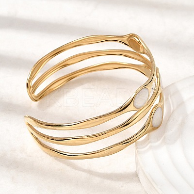 304 Stainless Steel Enamel Multi-layered Cuff Bangles for Women STAS-H259-07G-1