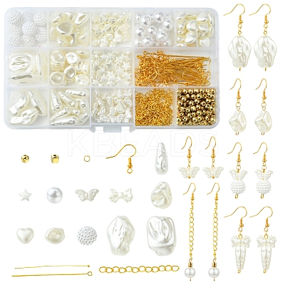DIY Brass & ABS Plastic Imitation Pearl Earrings Making Kits DIY-FS0007-97-1