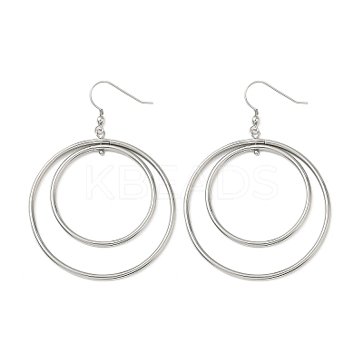 Electroplated 304 Stainless Steel Flat Round Dangle Earrings EJEW-Z129-09P-1