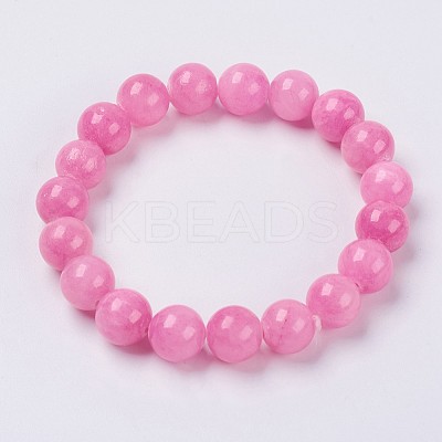 Natural Yellow Jade Beaded Stretch Bracelet BJEW-P209-08-6mm-1