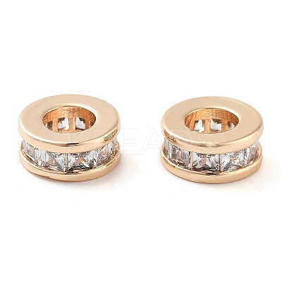 Brass Micro Pave Clear Cubic Zirconia Beads KK-U028-24G-1
