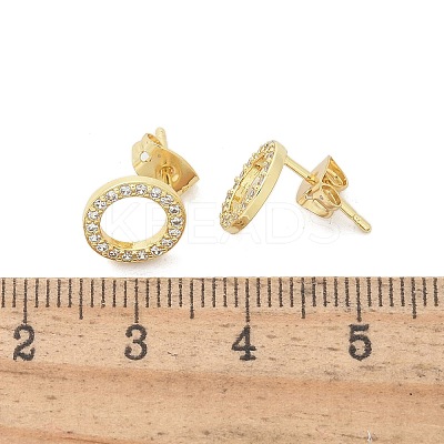 Brass Micro Pave Clear Cubic Zirconia Stud Earrings EJEW-M076-01G-01-1