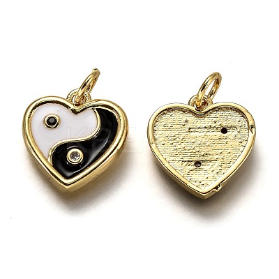 Brass Micro Pave Clear & Black Cubic Zirconia Charms ZIRC-B0003-18G-1