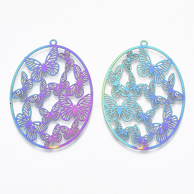 Ion Plating(IP) 201 Stainless Steel Filigree Pendants LS-X-STAS-T057-26-1