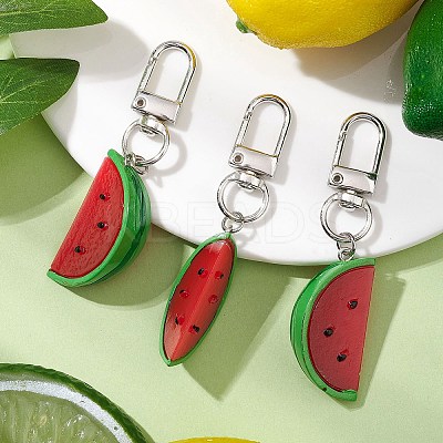3Pcs Watermelon Resin Pendant Decorations HJEW-JM02582-1