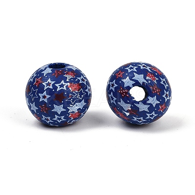 Independence Day Theme Wood European Beads WOOD-Z005-01C-02-1