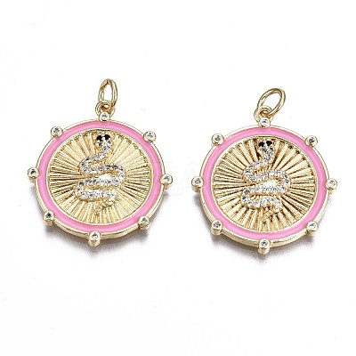 Brass Micro Pave Clear Cubic Zirconia Pendants ZIRC-S067-014-NR-1