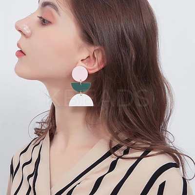 4 Pairs 4 Style Polymer Clay Dangle Stud Earrings with 316 Surgical Stainless Steel Pins EJEW-AN0004-27-1