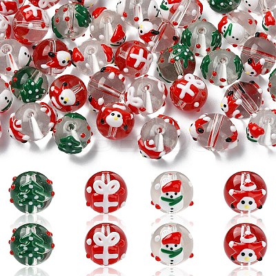 Christmas Transparent Glass Enamel Beads GLAA-YW0005-06A-01-1