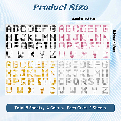 8 Sheets 4 Colors Letter A~Z Acrylic Hotfix Rhinestone DIY-CP0012-52-1