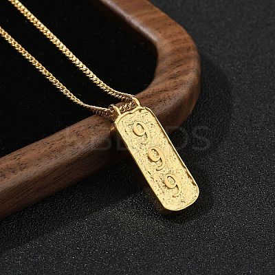 304 Stainless Steel Rectangle Number Pendant Necklaces NJEW-D300-01G-09-1