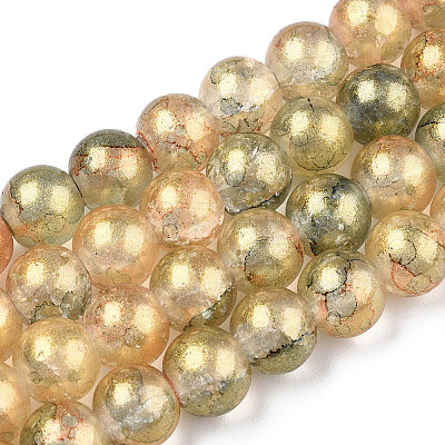 Baking Paint Crackle Glass Bead Strands DGLA-R053-05G-1
