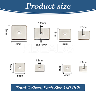 400Pcs 4 Styles 304 Stainless Steel Spacer Beads STAS-PH0019-77-1