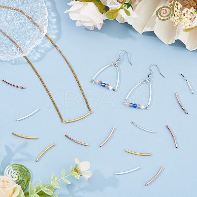 300Pcs 3 Colors Brass Curved Tube Beads KK-DC0004-29-1