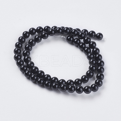 Natural Black Onyx Beads Strands G-G591-6mm-06-1