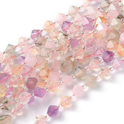 Natural Amethyst & Citrine & Rose Quartz & Prehnite & Quartz Crystal Beads Strands G-J390-A04-1