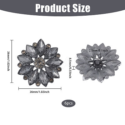 6Pcs Alloy Glass Buttons BUTT-CA0001-24-1