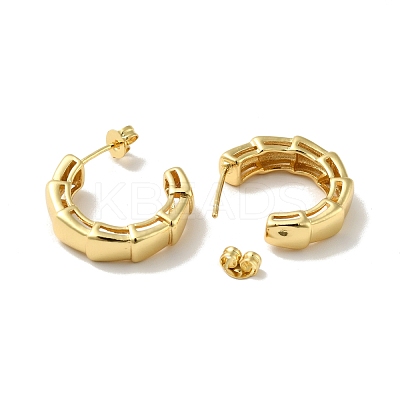 Rack Plating Brass Rectangle Wrap Stud Earrings EJEW-I268-01G-1