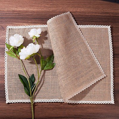 Braided Jute and Lace Non-Slip Insulation Pad AJEW-WH0066-01-1