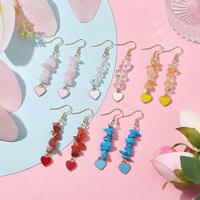 Natural & Synthetic Mixed Gemstone Chips Dangle Earrings EJEW-JE05645-1