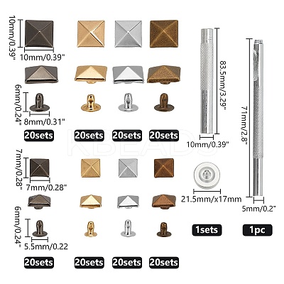 Brass with Iron Flat Square Rivets FIND-WR0011-68-1