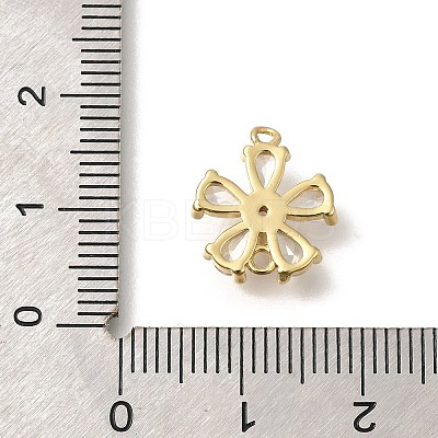 Brass Pave Glass Flower Connector Charms KK-M295-17G-02-1