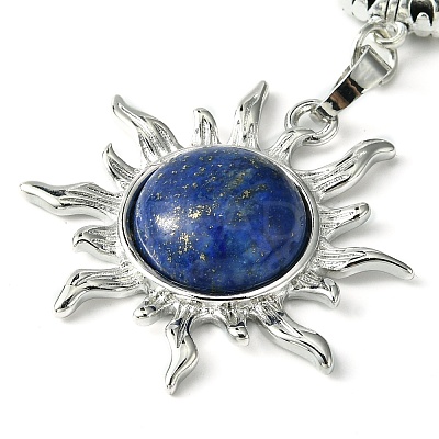 Gemstone & Brass Sun Pendant Keychain G-Z033-03P-1