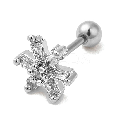 Brass Micro Pave Clear Cubic Zirconia Stud Earrings EJEW-L265-08P-1