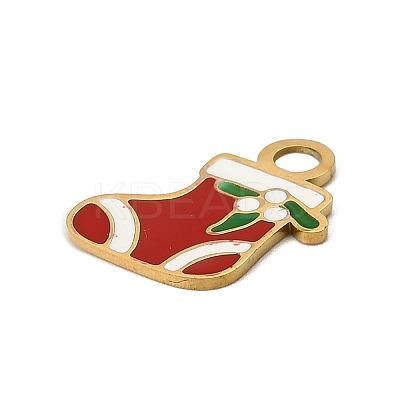 Christmas 304 Stainless Steel Enamel Charms STAS-I356-02G-04-1