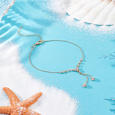 1Pc Brass & Crystal Rhinestone Anklets AJEW-LP0007-55KCG-1