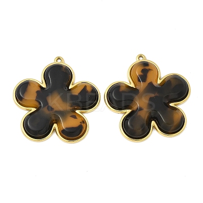 304 Stainless Steel Resin Pendants STAS-V015-52G-B-1