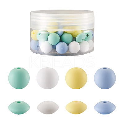 80Pcs 8 Style Food Grade Eco-Friendly Silicone Beads SIL-TA0001-03-1