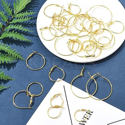 32Pcs 4 Styles Iron Huggie Hoop Earring Findings IFIN-FS0001-50-1