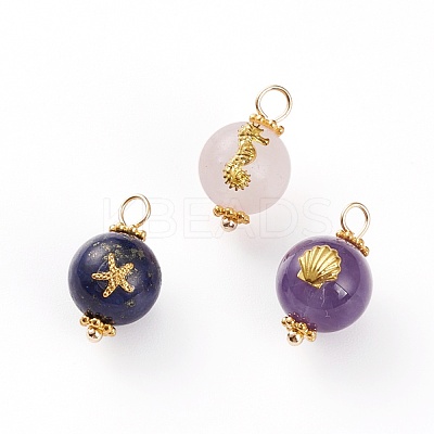 Natural Rose Quartz & Amethyst & Lapis Lazuli Pendants PALLOY-JF00591-1
