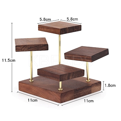 4-Tier Square Wood Jewelry Ring Display Riser Rack PW-WG96331-03-1