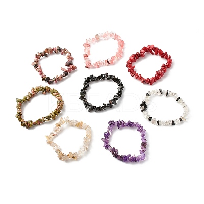 Chip Gemstone Stretch Beaded Bracelets for Kids BJEW-JB06305-1
