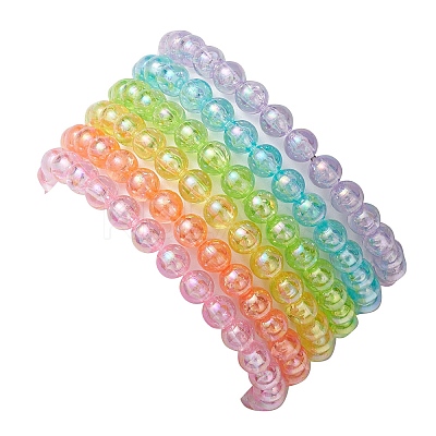 6Pcs 6 Colors Heart & Round Acrylic Beaded Stretch Kid Bracelet Sets BJEW-JB10674-1