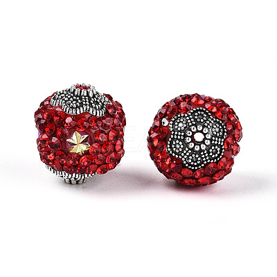 Handmade Polymer Clay Rhinestone Indonesia Beads CLAY-N015-03-1