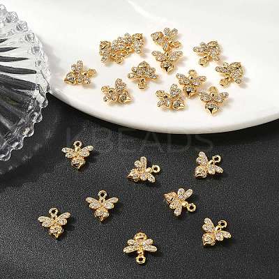 SHEGRACE Brass Micro Pave Cubic Zirconia Bees Charms XGR0165G-110G-1