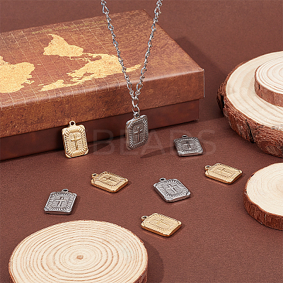 8Pcs 2 Colors 304 Stainless Steel Pendants STAS-UN0042-20-1