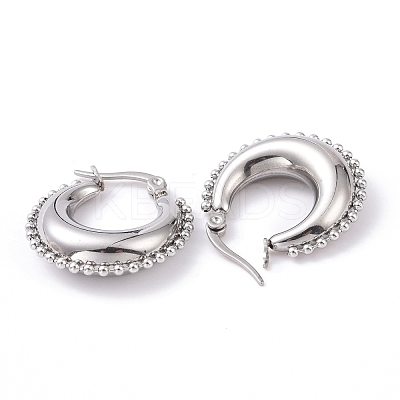 Non-Tarnish 304 Stainless Steel Crescent Moon Hoop Earrings for Women EJEW-G298-08P-1