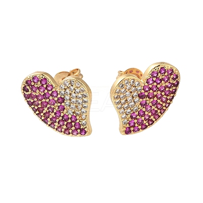 Brass Pave Cubic Zirconia Stud Earrings EJEW-M088-06G-01-1