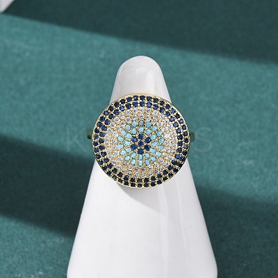 Brass Micro Pave Cubic Zirconia Cuff Open Rings for Women RJEW-K264-09C-G-1