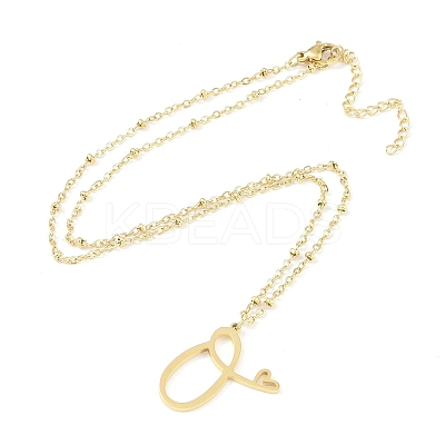 304 Stainless Steel Pendant Necklaces NJEW-H029-02G-O-1