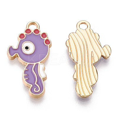 Light Gold Plated Alloy Enamel Pendants ENAM-T009-77A-RS-1