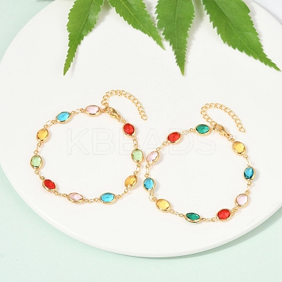 304 Stainless Steel Oval Link Bracelets for Woman BJEW-S157-10G-1