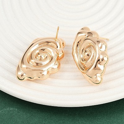 Brass Stud Earrings EJEW-H168-04G-1