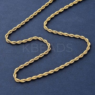 3MM 304 Stainless Steel Rope Chain Necklaces NJEW-P338-01B-G-1
