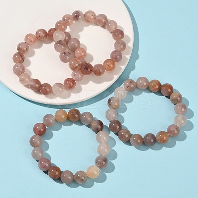 12MM Natural Quartz Round Beaded Stretch Bracelets for Women BJEW-G756-02B-1